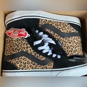 Brand new high top vans, Cheetah print, size 6 in women’s